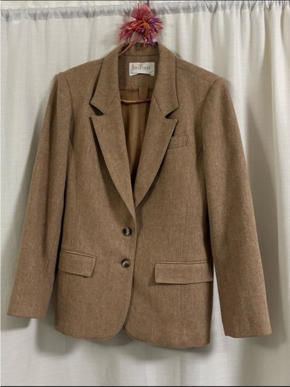 Jantzen Women's Light Brown Wool Blend Blazer Jacket